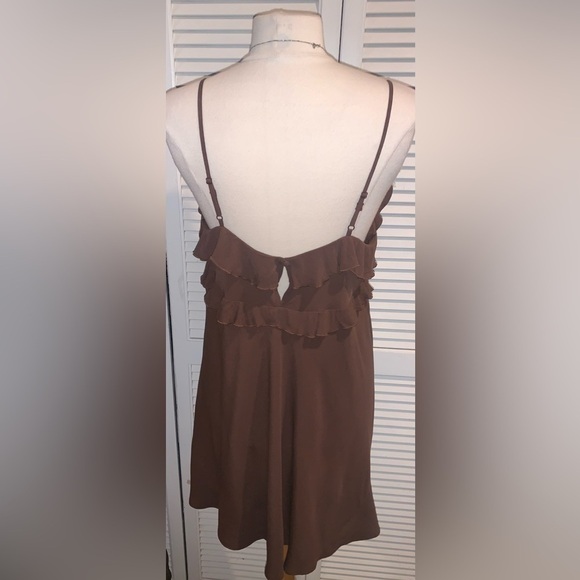 NWT American Eagle Outfitters Brown Ruffle Mini Dress Size L - Picture 10 of 10